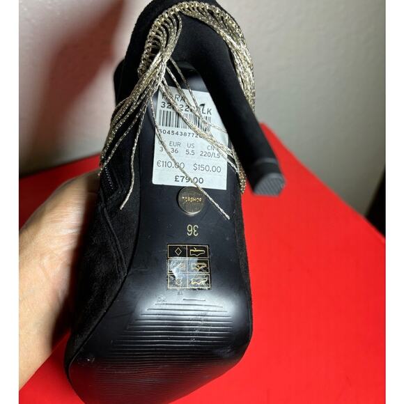 TopShop black suede heel booties with decorate chains size 36 / US 5.5 NWT - Picture 7 of 10